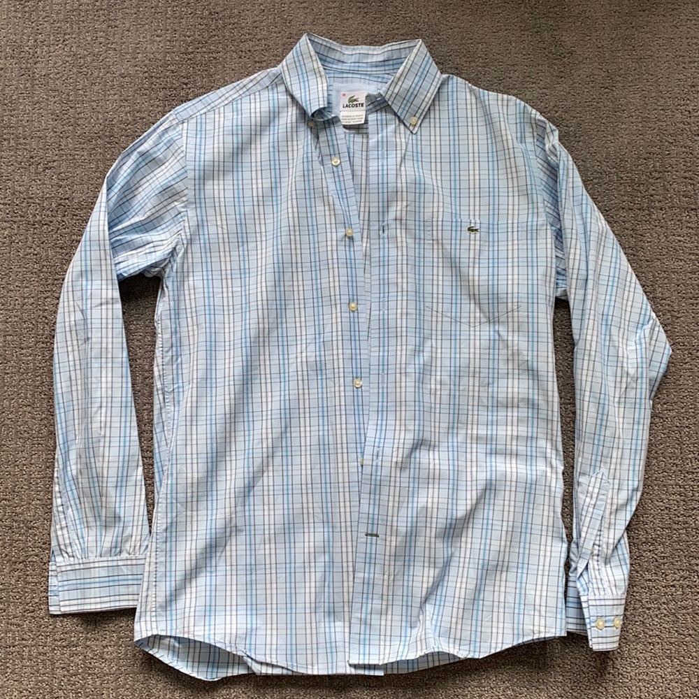 Lacoste Blue Checkered Button Down Shirt